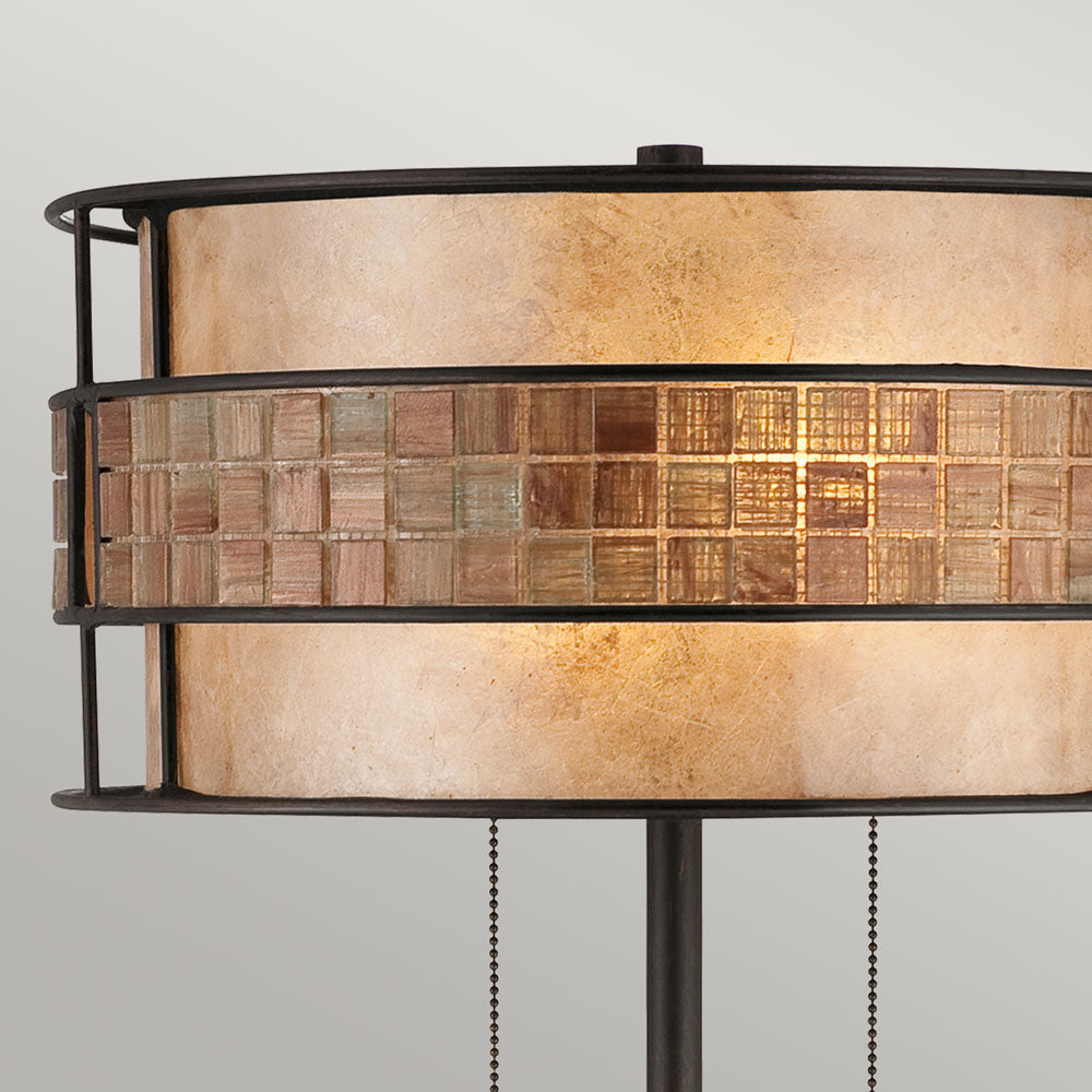 Laguna 2-Light Mosaic Tile Table Lamp (Taupe Mica Shade)