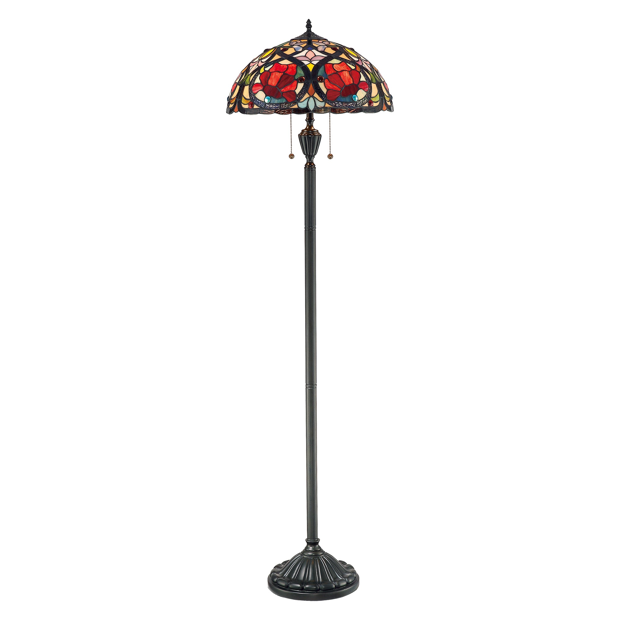 Larissa 2-Light Floor Lamp (Handcrafted Tiffany Style in Jewel & Pastel Tones)