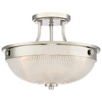 Mantle 2-Light Prismatic Glass Semi-Flush (Polished Nickel)