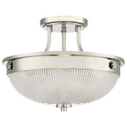 Mantle 2-Light Prismatic Glass Semi-Flush (Polished Nickel)
