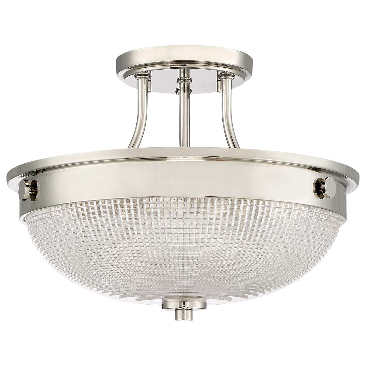 Mantle 2-Light Prismatic Glass Semi-Flush (Polished Nickel)
