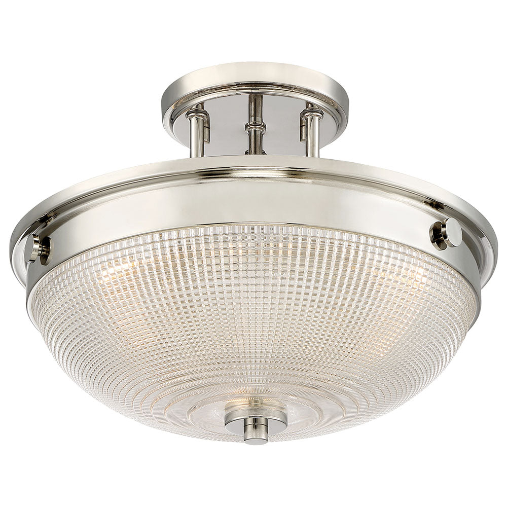 Mantle 2-Light Prismatic Glass Semi-Flush (Polished Nickel)