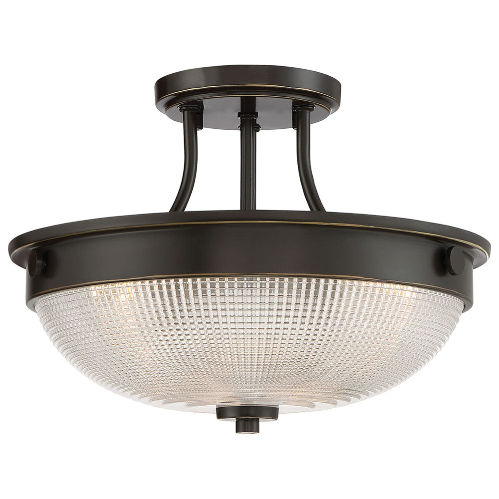 Mantle 2-Light Prismatic Glass Semi-Flush (Palladian Bronze)