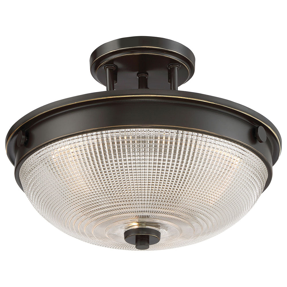 Mantle 2-Light Prismatic Glass Semi-Flush (Palladian Bronze)