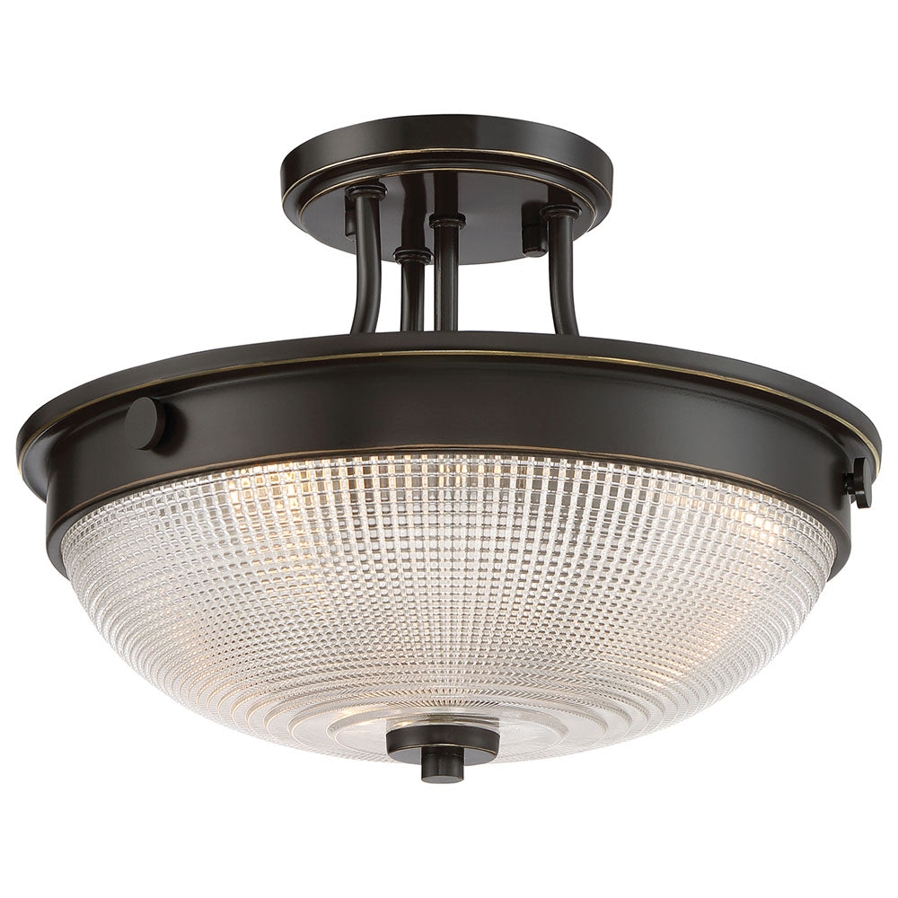 Mantle 2-Light Prismatic Glass Semi-Flush (Palladian Bronze)