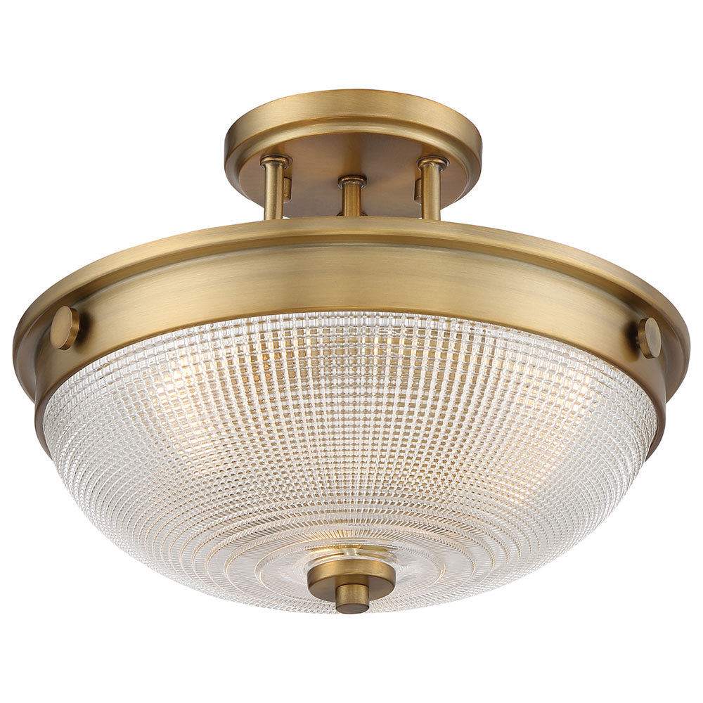 Mantle 2-Light Prismatic Glass Semi-Flush (Weathered Brass)