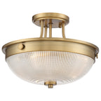 Mantle 2-Light Prismatic Glass Semi-Flush (Weathered Brass)
