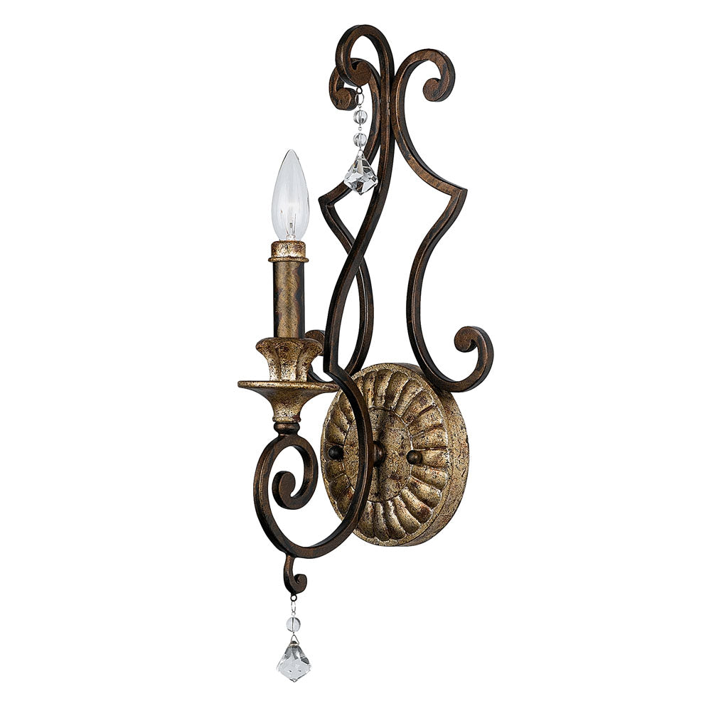 Marquette 1-Light Wall Sconce (Crystal Accents, Heirloom Finish)