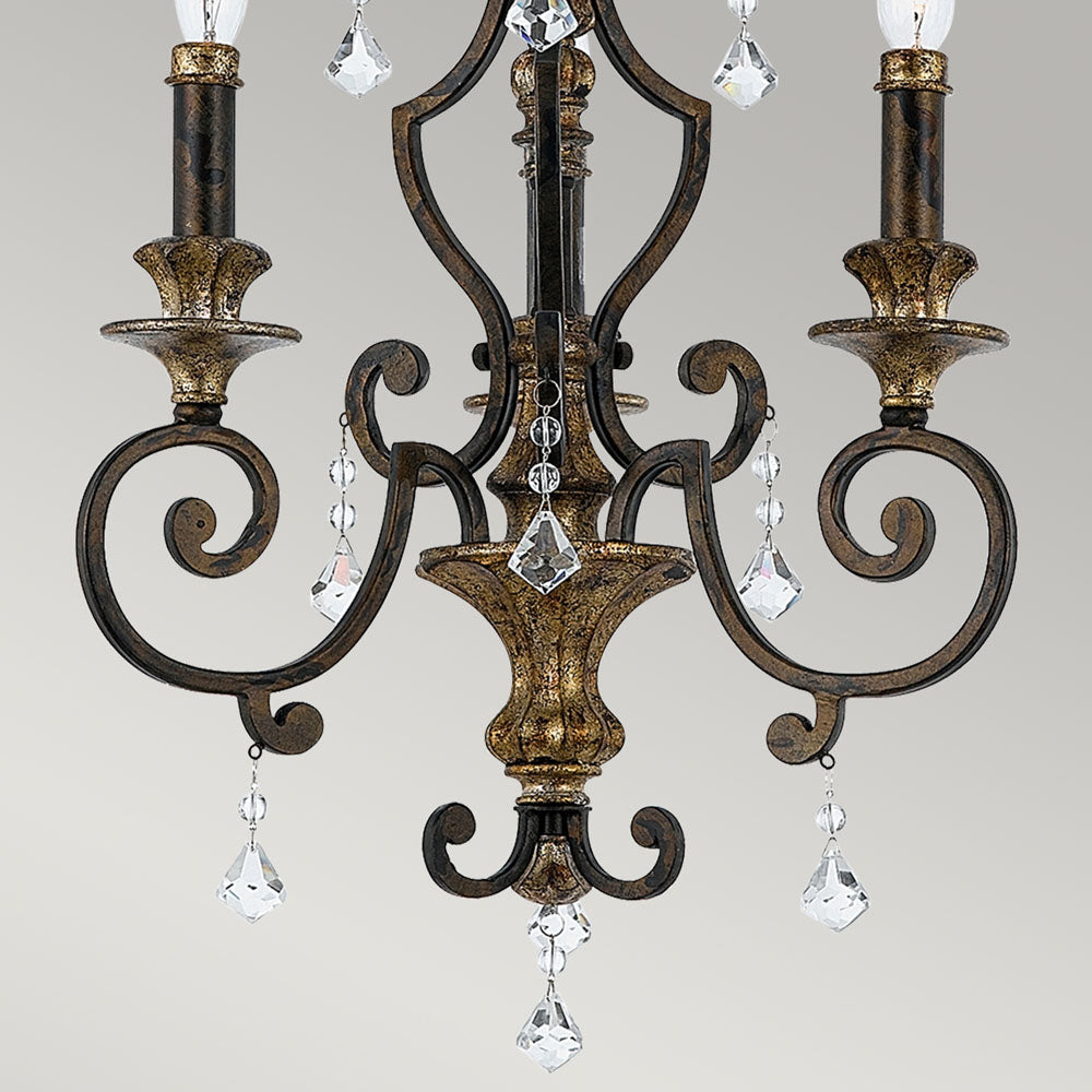 Marquette 3-Light Heirloom Bronze Chandelier (Classic Style with Crystal Accents)