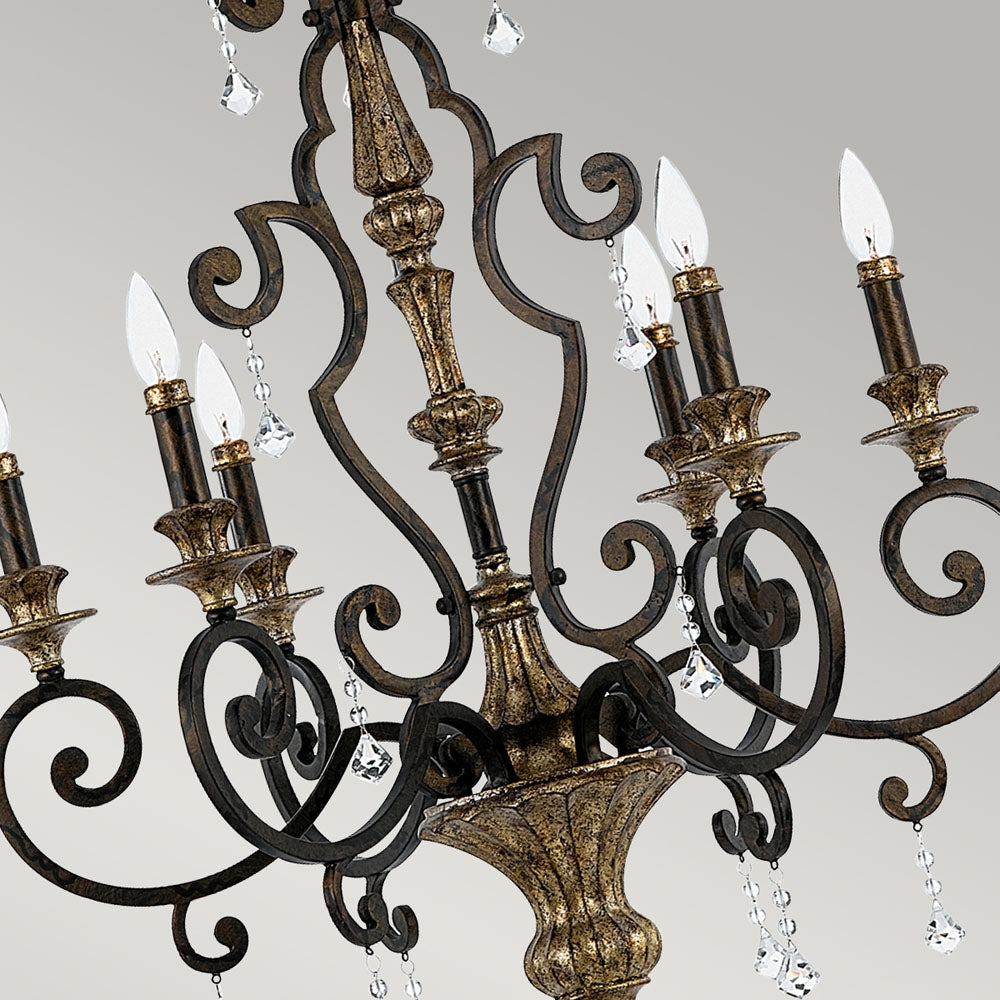 Marquette 6-Light Chandelier (Heirloom Finish with Multi-Faceted Crystals)