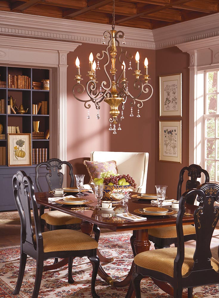 Marquette 6-Light Chandelier (Heirloom Finish with Multi-Faceted Crystals)