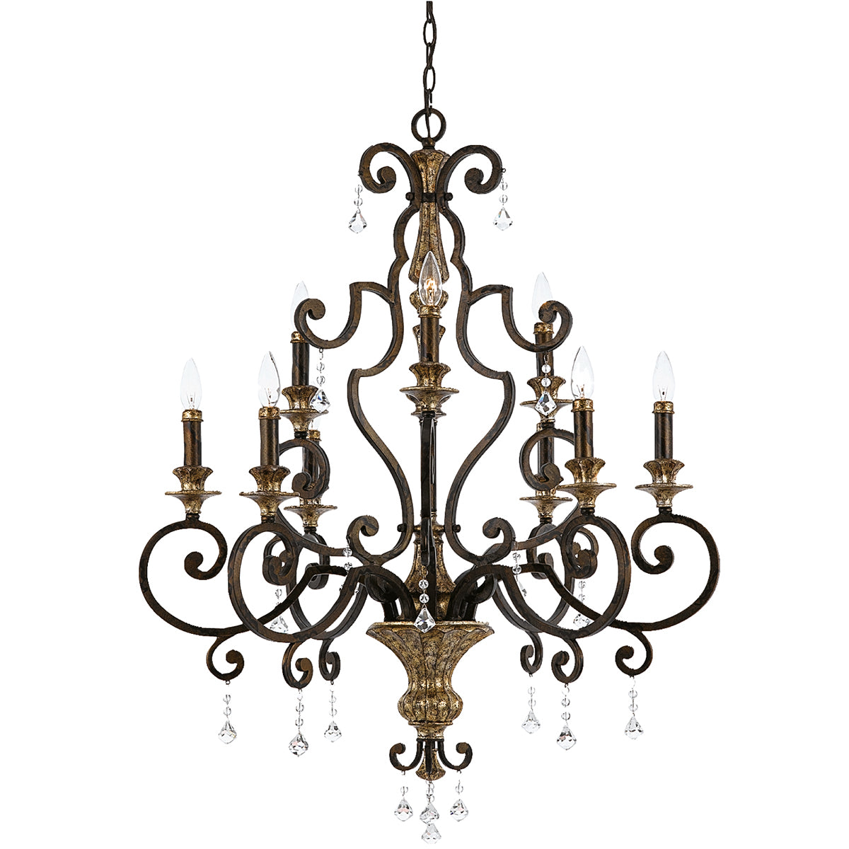Marquette 9-Light Chandelier (Heirloom Finish with Multi-Faceted Crystals)