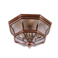 Newbury 3-Light Aged Copper Outdoor Flush Mount (Beveled Glass)