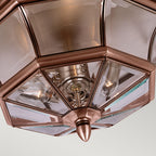 Newbury 3-Light Aged Copper Outdoor Flush Mount (Beveled Glass)