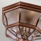 Newbury 3-Light Aged Copper Outdoor Flush Mount (Beveled Glass)