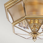 Newbury 3-Light Polished Brass Outdoor Flush Mount (Beveled Glass)