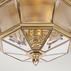 Newbury 3-Light Polished Brass Outdoor Flush Mount (Beveled Glass)