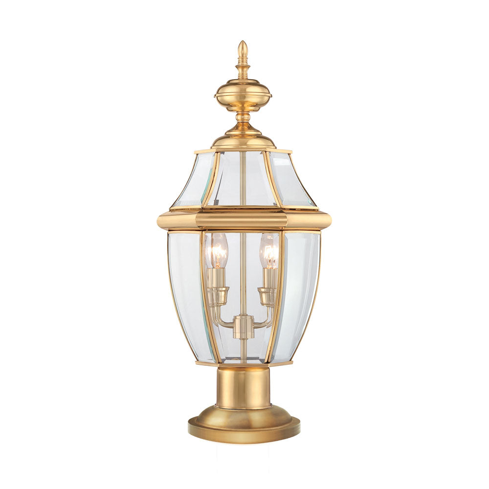 Newbury 2-Light Brass Outdoor Pedestal Light