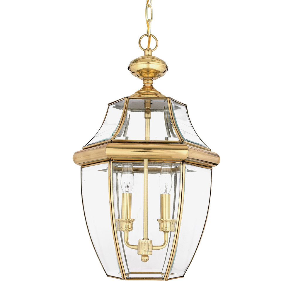 Newbury 2-Light Large Polished Brass Chain Lantern (Classic Design for Outdoor Appeal)