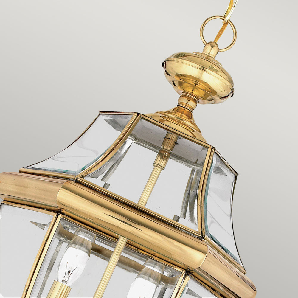 Newbury 2-Light Large Polished Brass Chain Lantern (Classic Design for Outdoor Appeal)
