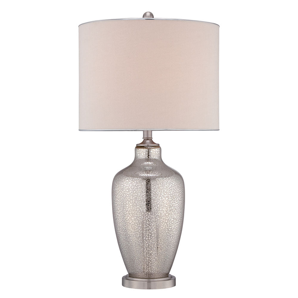 Nicholls Mercury Glass Table Lamp (Beige Linen Shade)