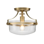 Penn Station Brushed Brass Semi-Flush Ceiling Light