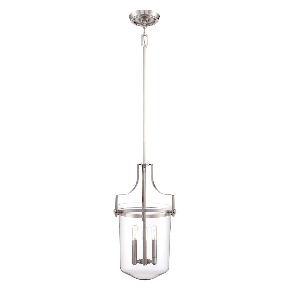 Penn Station 3-Light Brushed Nickel Pendant (Inverted Bowl Design)
