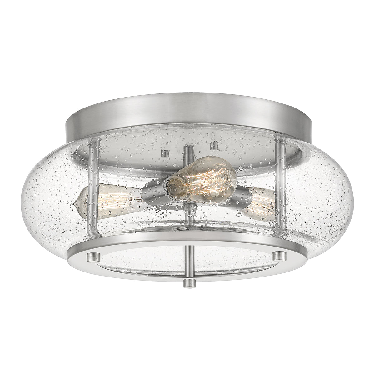 Trilogy 3-Light Brushed Nickel Flush Mount (Clear Glass)