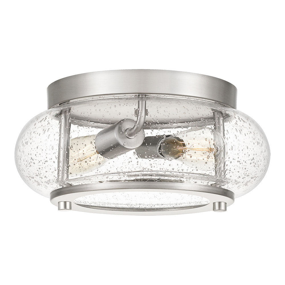Trilogy 2-Light Brushed Nickel Flush Mount (Clear Glass)