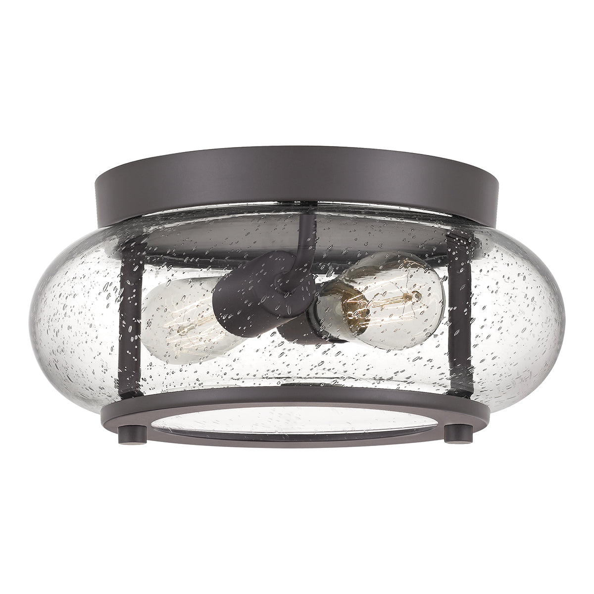 Trilogy 2-Light Old Bronze Flush Mount (Clear Glass)