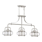 Trilogy 3-Light Brushed Nickel Island Pendant (Modern Elegance with Edison Bulbs)