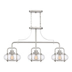Trilogy 3-Light Brushed Nickel Island Pendant (Modern Elegance with Edison Bulbs)
