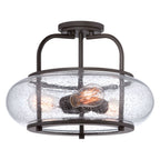Trilogy 3-Light Old Bronze Semi-Flush Mount (Clear Glass)