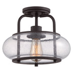 Trilogy 1-Light Old Bronze Semi-Flush Mount (Clear Glass)