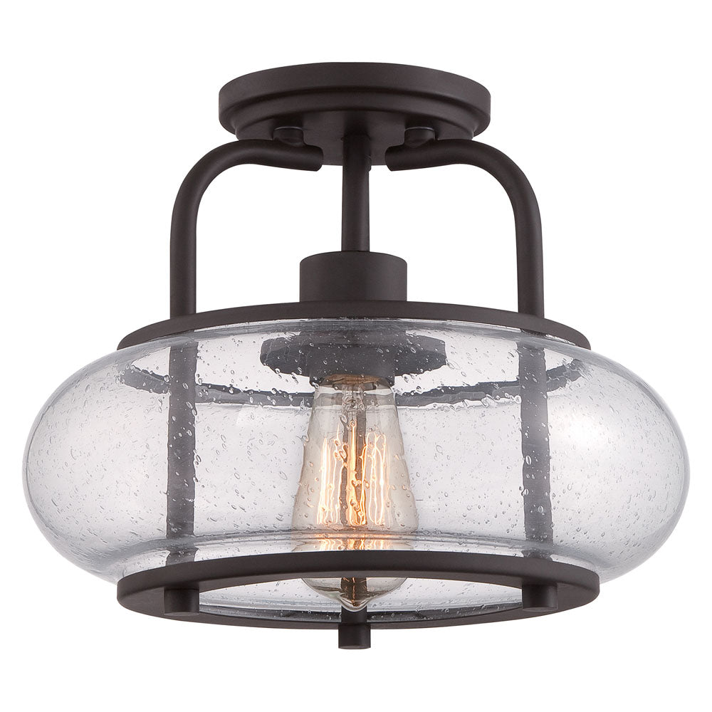 Trilogy 1-Light Old Bronze Semi-Flush Mount (Clear Glass)