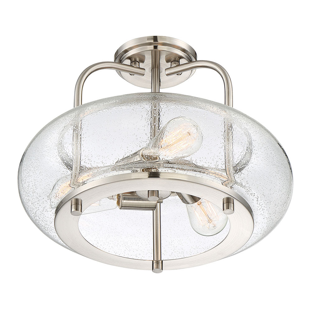 Trilogy 3-Light Brushed Nickel Semi-Flush Mount (Clear Glass)