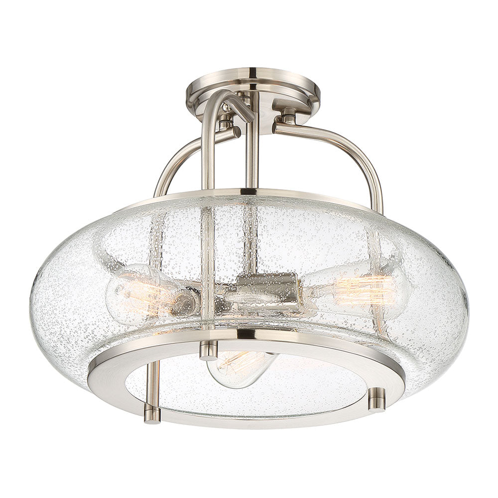 Trilogy 3-Light Brushed Nickel Semi-Flush Mount (Clear Glass)