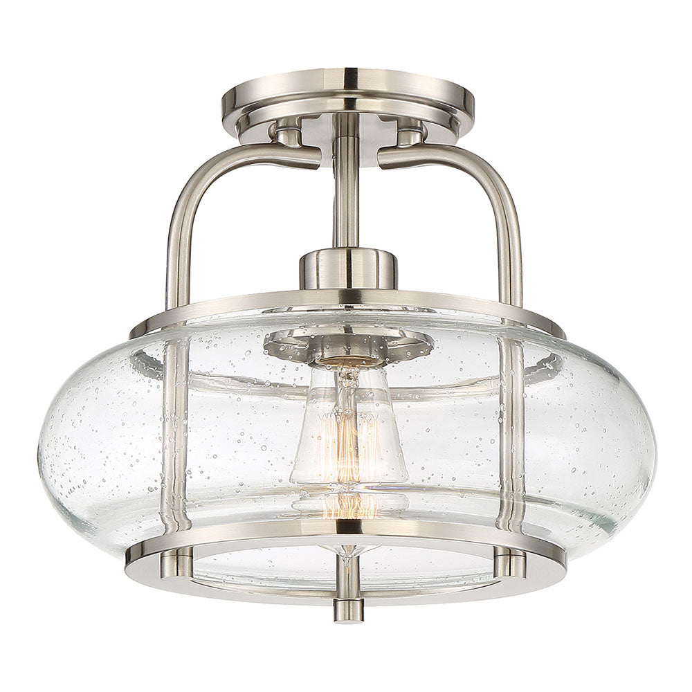 Trilogy 1-Light Brushed Nickel Semi-Flush Mount (Clear Glass)
