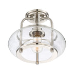 Trilogy 1-Light Brushed Nickel Semi-Flush Mount (Clear Glass)