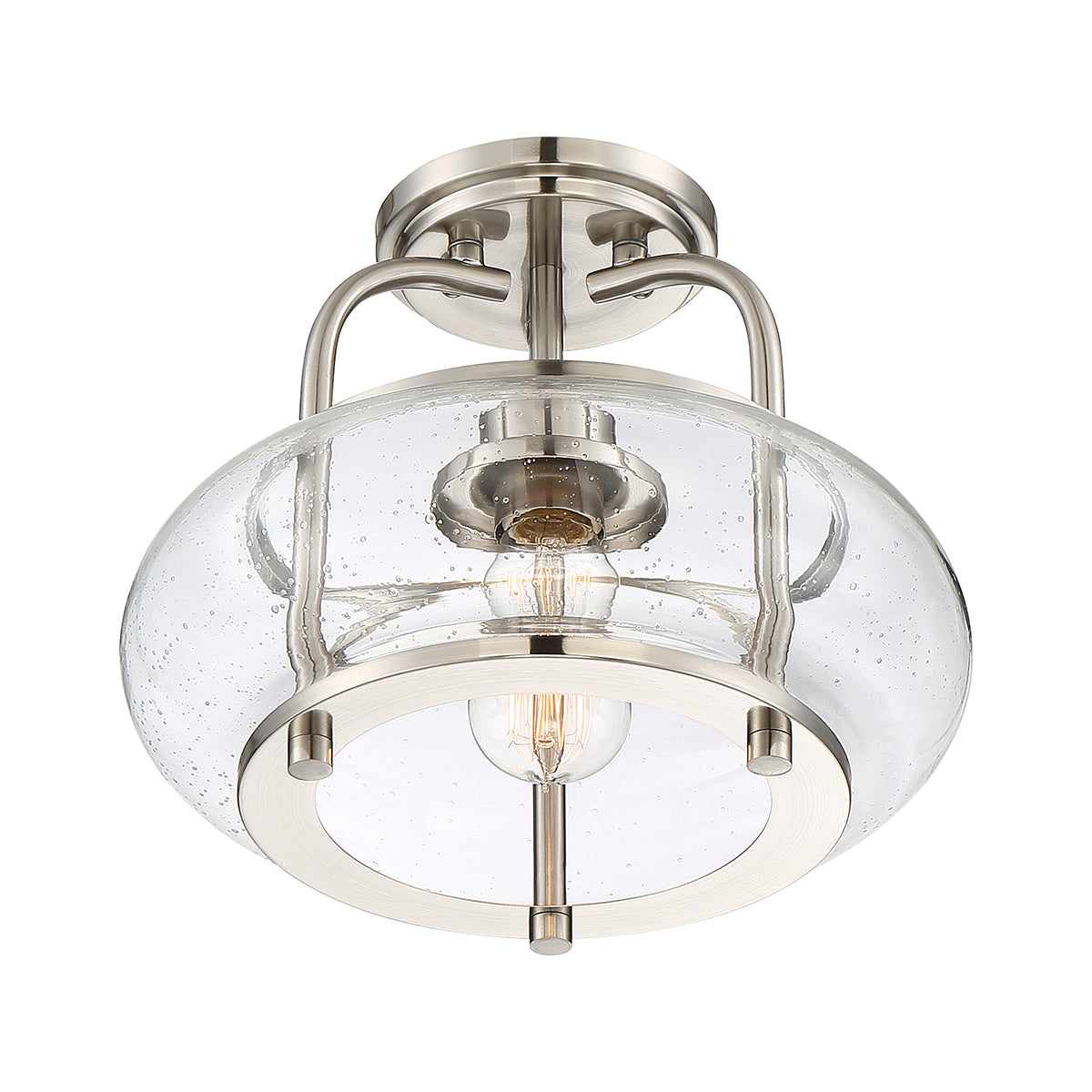 Trilogy 1-Light Brushed Nickel Semi-Flush Mount (Clear Glass)
