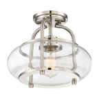 Trilogy 1-Light Brushed Nickel Semi-Flush Mount (Clear Glass)