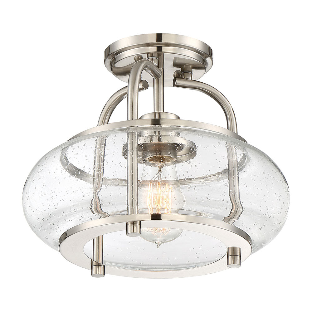 Trilogy 1-Light Brushed Nickel Semi-Flush Mount (Clear Glass)