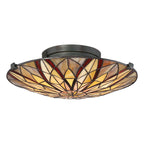 Victory Tiffany Semi-Flush Mount (Yellow & Red Glass)
