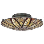 Victory Tiffany Semi-Flush Mount (Yellow & Red Glass)