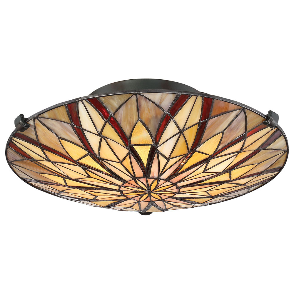 Victory Tiffany Semi-Flush Mount (Yellow & Red Glass)