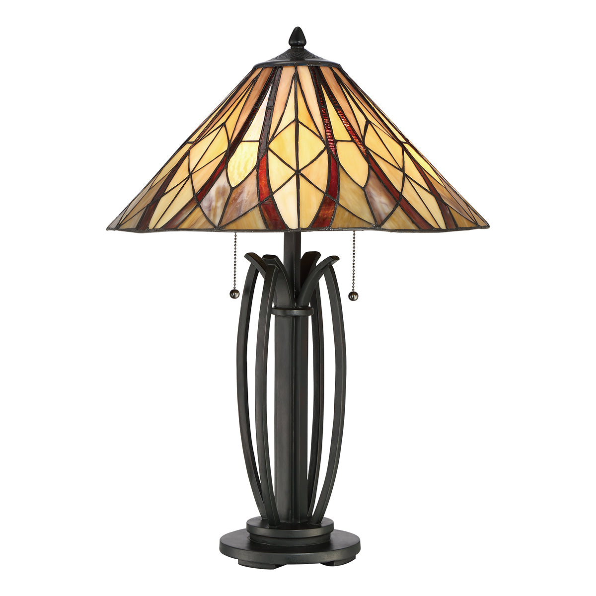 Victory Tiffany Table Lamp (Yellow & Red Glass)
