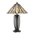 Victory Tiffany Table Lamp (Yellow & Red Glass)