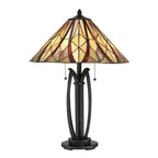 Victory Tiffany Table Lamp (Yellow & Red Glass)