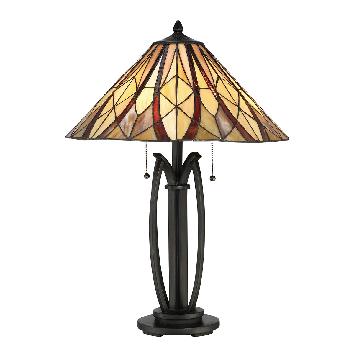 Victory Tiffany Table Lamp (Yellow & Red Glass)