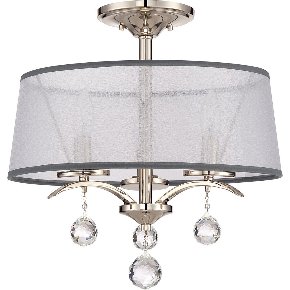 Whitney 3-Light Semi-Flush/Pendant (Classic Design with Crystal Accents)